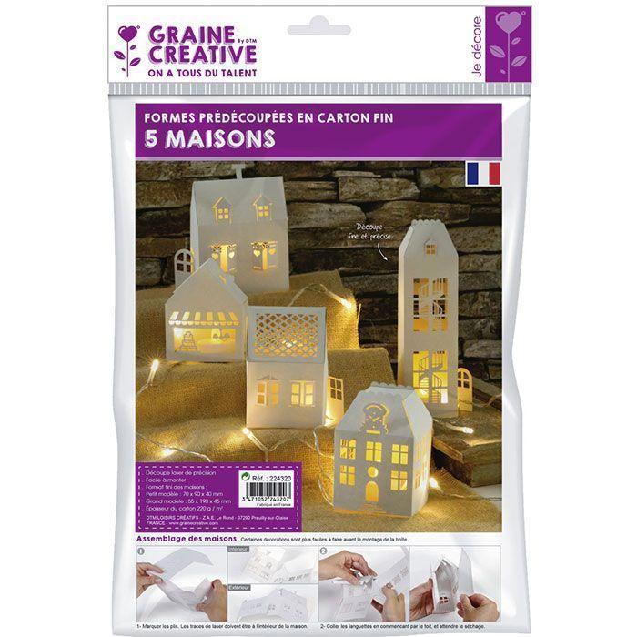 5 maisons blanches de décoration à monter soi-même 19 x 5,5 x 4,5 cm
