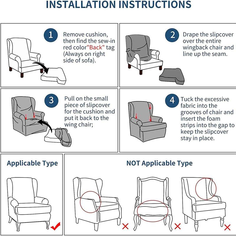 Ohrensesselbezug 2-teiliger Ohrensesselbezug Spandex Ohrensesselbezüge Ohrensesselbezüge Mit Elastischem Saum