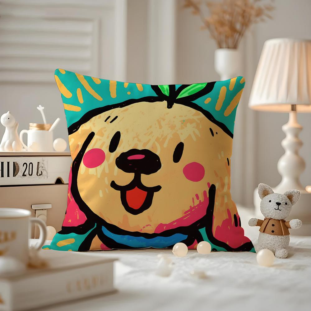 Cute Color Dogs Cushion Cover Pattern Printed Pillowcase For Living Room Sofa Cushion Cover & Bedroom Decor
