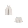 Sleeveless Neck Vest Top Women's Summer Daughter Feeling Set Ruffle Leaf Edge Cake Skirt Temperament Two-piece Set