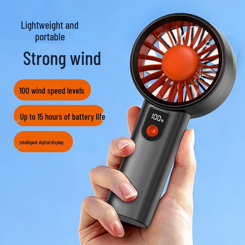 Portable USB Rechargeable Mini Fan with Digital Display and Strong Wind чёрный