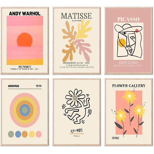 Flower Market Posters Set of 9, Minimalist Wall Art Prints, Vintage Flower Pictures, Abstract Canvas Colorful Floral Painting for Living Room,