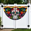 Colorful Cemetery Memorial Flag Day of The Dead Skull Bunting Banner, Marigold Print Fiesta Yard Sign Hanging Flag, Sugar Outdoor Party Decor