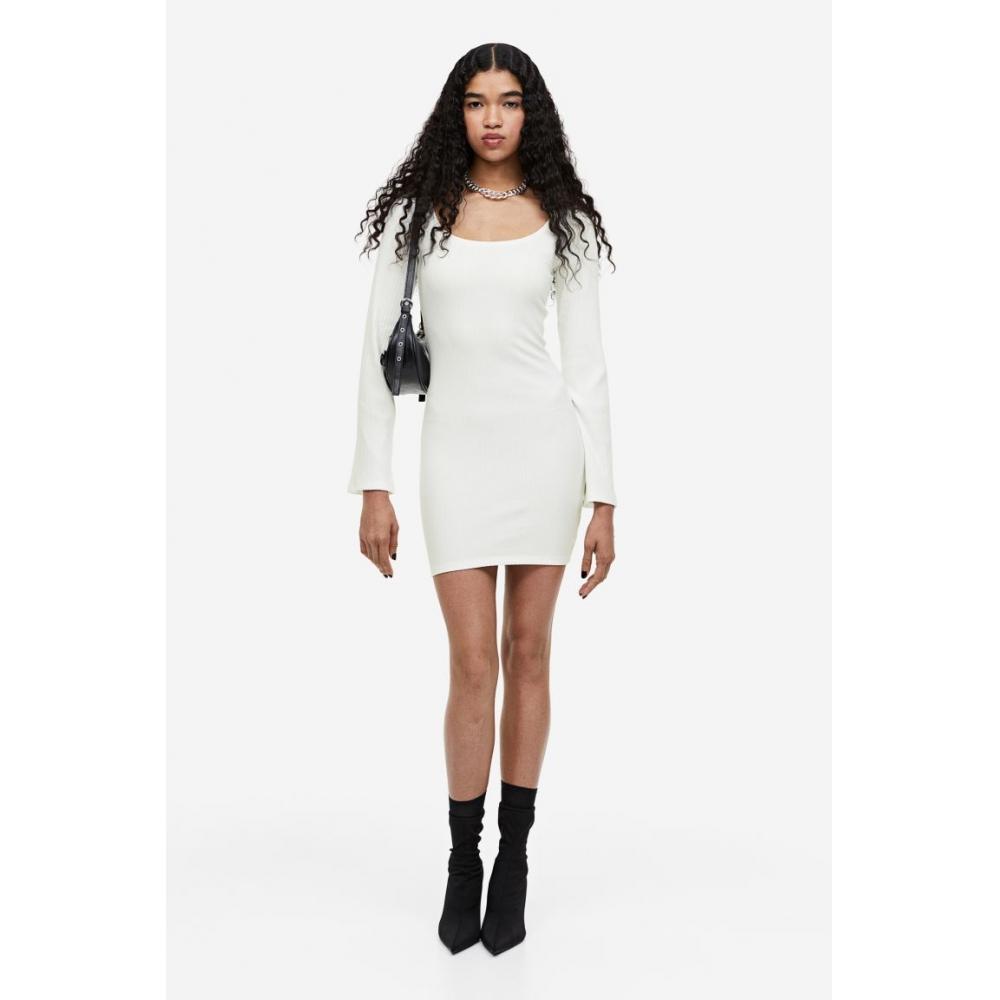

H M Ribbed Bodycon Dress White