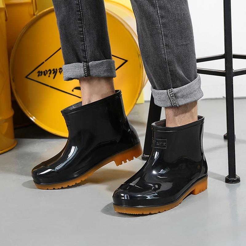 Wear-resistant Non-slip Rain Shoes Men's Beef Tendon Soles Low-top Rain Boots Water Boots Men's Short Overshoes Waterproof Work Winter