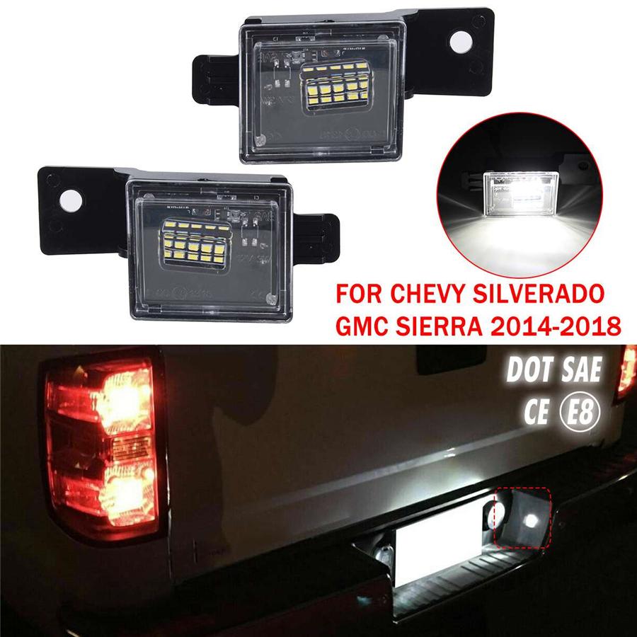 2pcs Left & Right LED License Plate Lights For 14-18 Chevy Silverado GMC Sierra