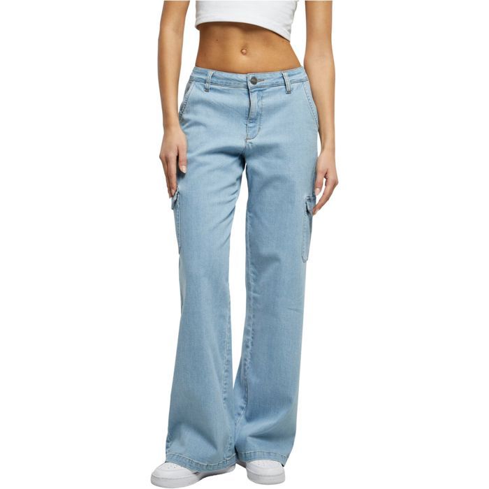 Urban Classics Ladies - High Waist Denim Cargo Jeans