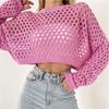 BITCED Sweater with Flared Sleeves Loose Crew Neck Cutout Sweater for Women