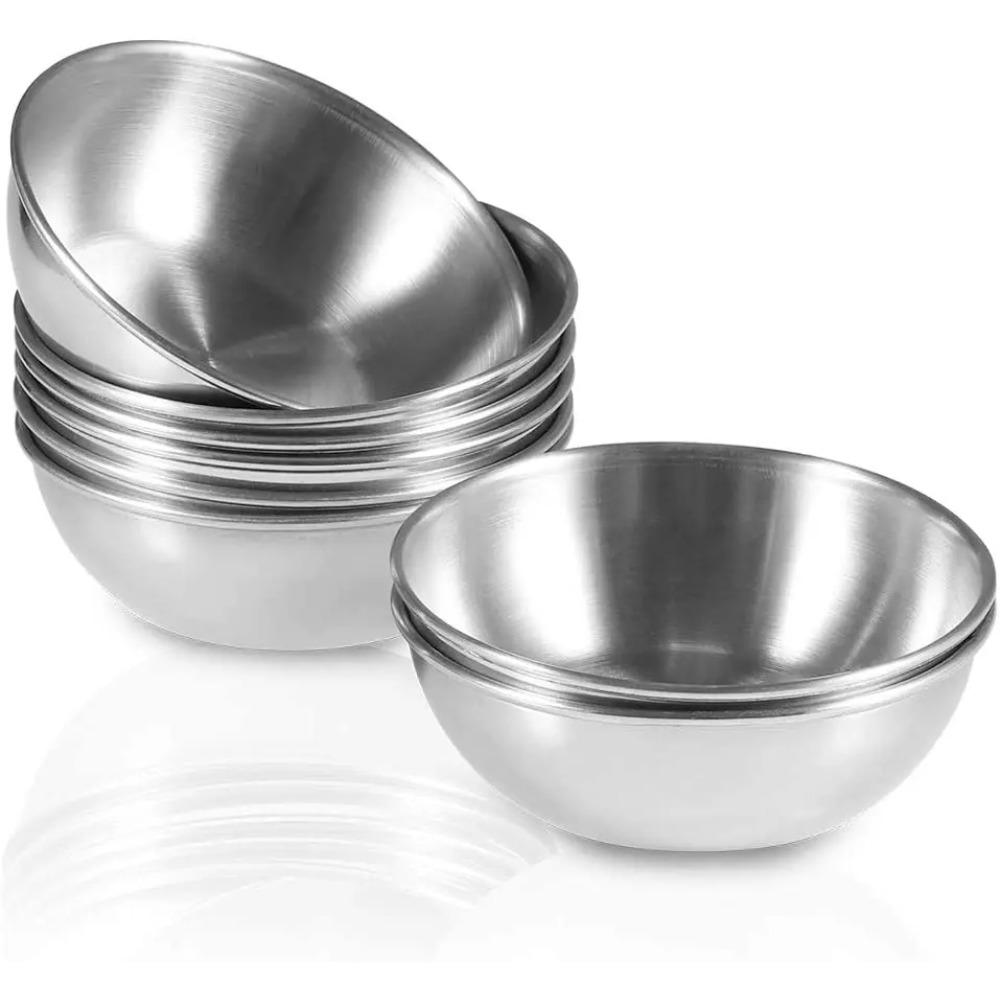 

Набор из 8 штук 3,2-дюймовых соусниц из нержавеющей стали, мини-индивидуальные блюдца, миски для приправ, миски для соуса для суши, тарелки для закусок