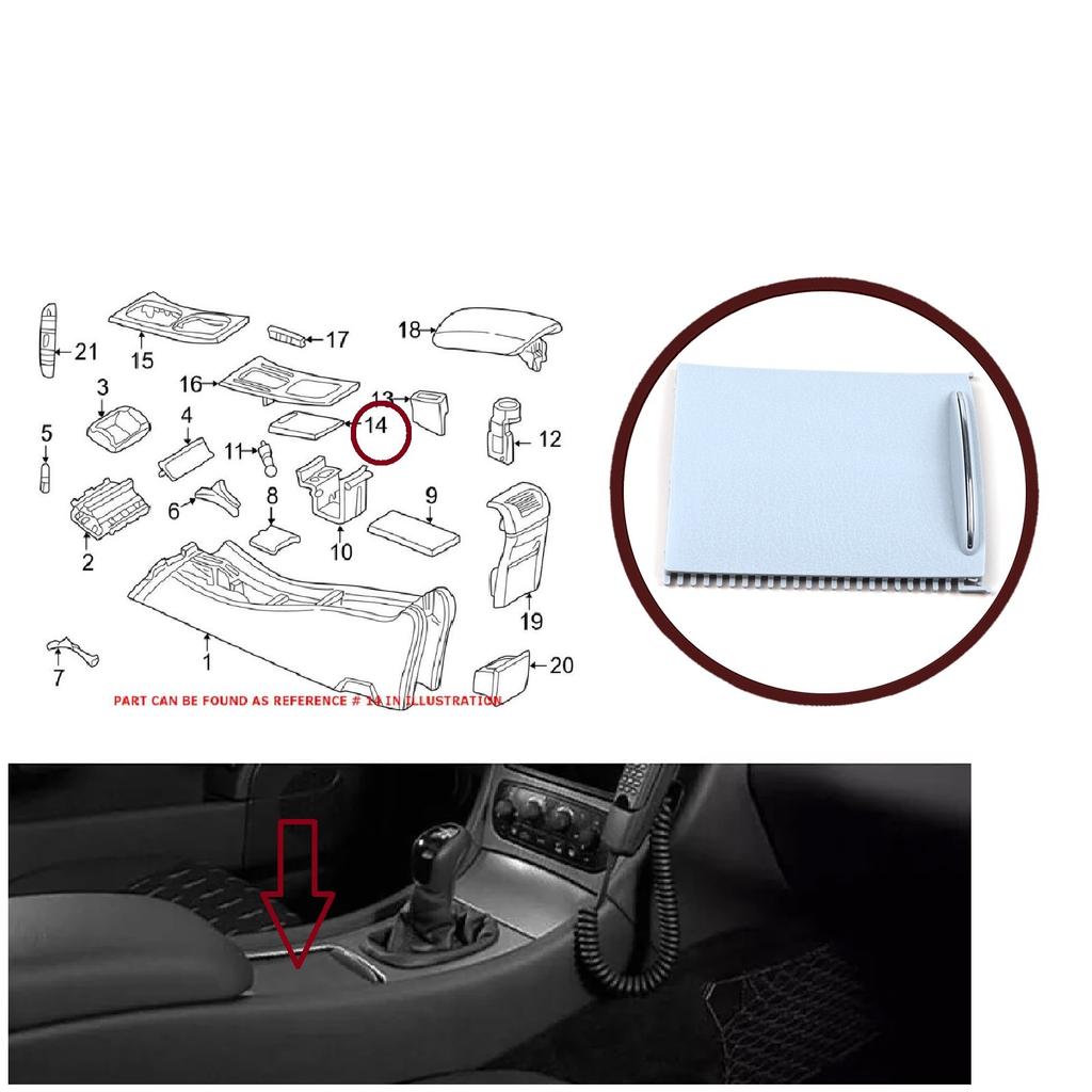 BDP1172 Graue Mittelkonsolen-Gleitrollladen-Jalousie-Ablageabdeckung 20368001239051 für Mercedes C-Klasse W203 CL203 2001–2007
