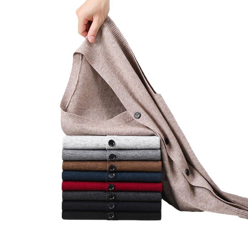 Men Autumn Sleeveless Single Breasted Pullover Vests Knitted Work Sweater