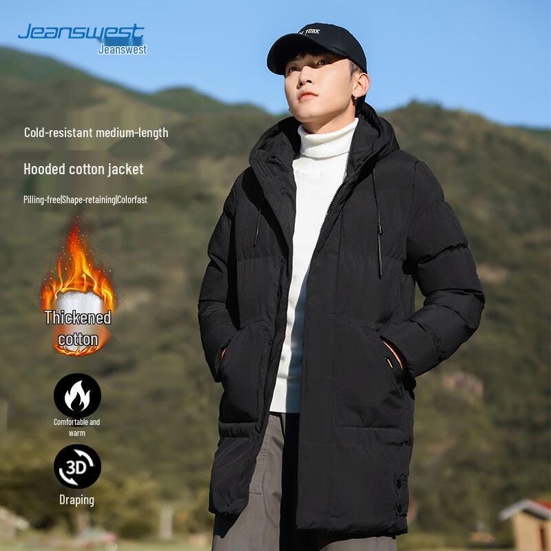 

Jeanswest Men s Winter Hooded Mid-Length Padded Jacket M