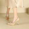 Fashion Pointed Stiletto High Heels Women's Shallow Mouth Bow High Heels Single Shoes Waterproof Table Patent Leather Women's Shoes