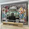 3d Wallpaper Retro Old Car Hand-Painted Graffiti Wall Mural Restaurant Cafe Bar Removable Home Decor