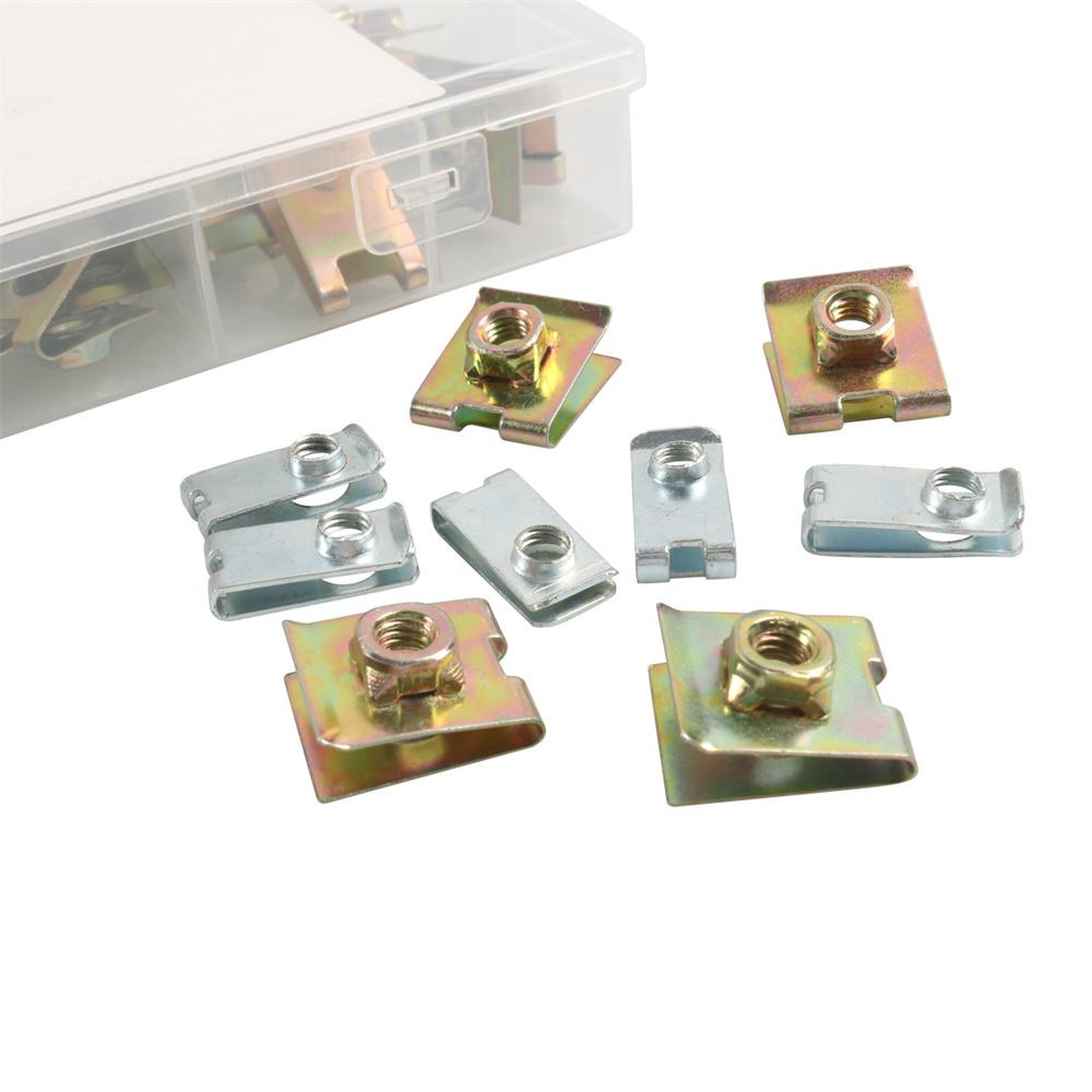 70pcs Mixed Metal U-Type Clip Car Fender Bumper Door Panel Fastener Clips U-Nuts