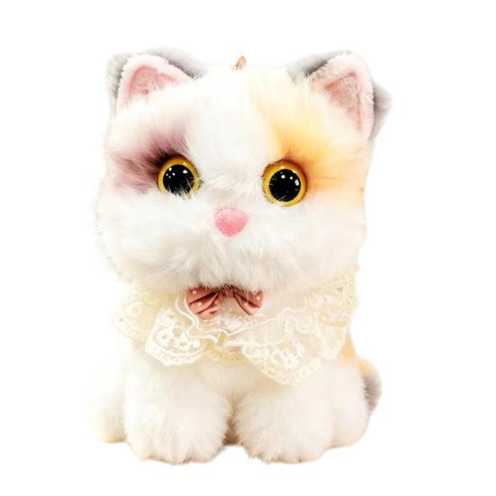 Portable Hanging Plush Pendant Interactive Cat Keychain, Wagging Tail & Meowing Kitten Soft Plushie with Sound Metal Clip, Cute Bag Charm, Comfort