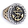 Personalized Trendy Men's Punk Ship Anchor Navy Style Skull Head Ring