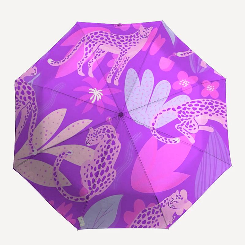 

1pc Leopard FloralAutomatic Open/close Umbrella, 8-Rib sturdy structure, Portable Travel Umbrella, Parties, Everyday Usec31