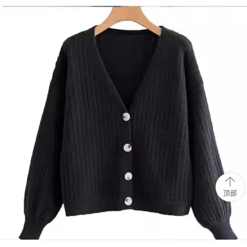 

New V Neck Casual Loose Elegant Office Women Sweater Fashion Cardigan Office Lady Jacket Solid Outwear Autumn Winter Knitted Coat Simple Clothing one size