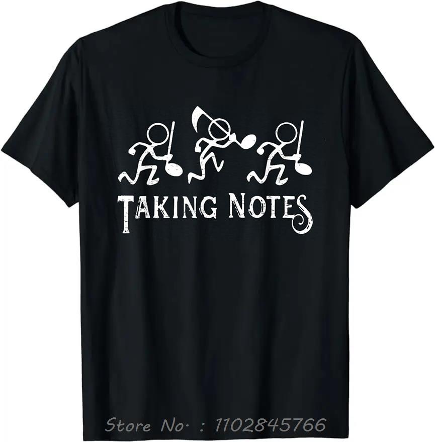 Vintage Mens Clothing Musical Taking Notes Oversized Tshirt Funny Summer Cotton Tshirt Camiseta Hombre Fitness T Shirt Tops