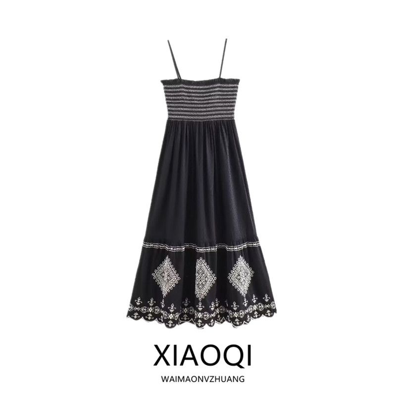 Fashion Wind 2024 Autumn New Women's Clothing Stylish Embroidered Mesh Sling Pants Dress 5770023