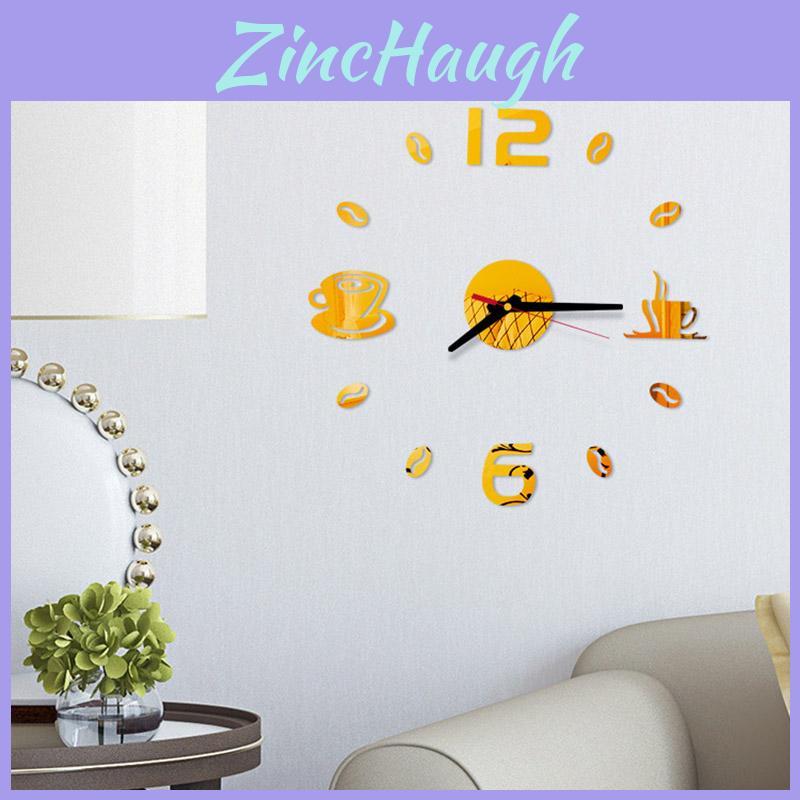 Versatile 3d Diy Coffee Cup Acrylic Mirror Wall Sticker Clock For Any Room Decor