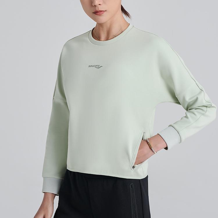 SAUCONY Solid Color Casual Sports Crew Neck Pullover Sweatshirt Women Sweatshirt Medium-Gray SC1229016-2