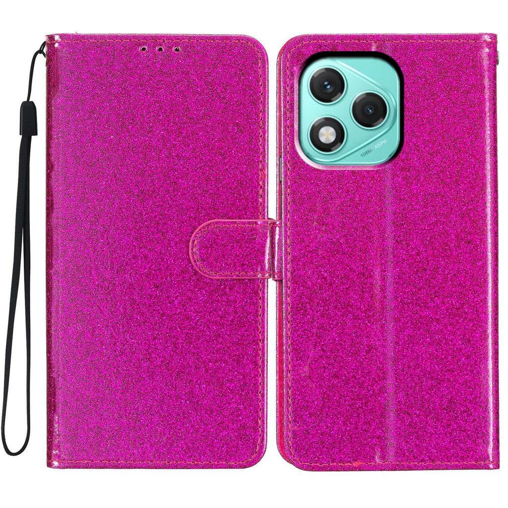 For Honor 400 Lite 5G Wallet Case Glitter Anti-Scratch Leather Stand Phone Cover with Strap