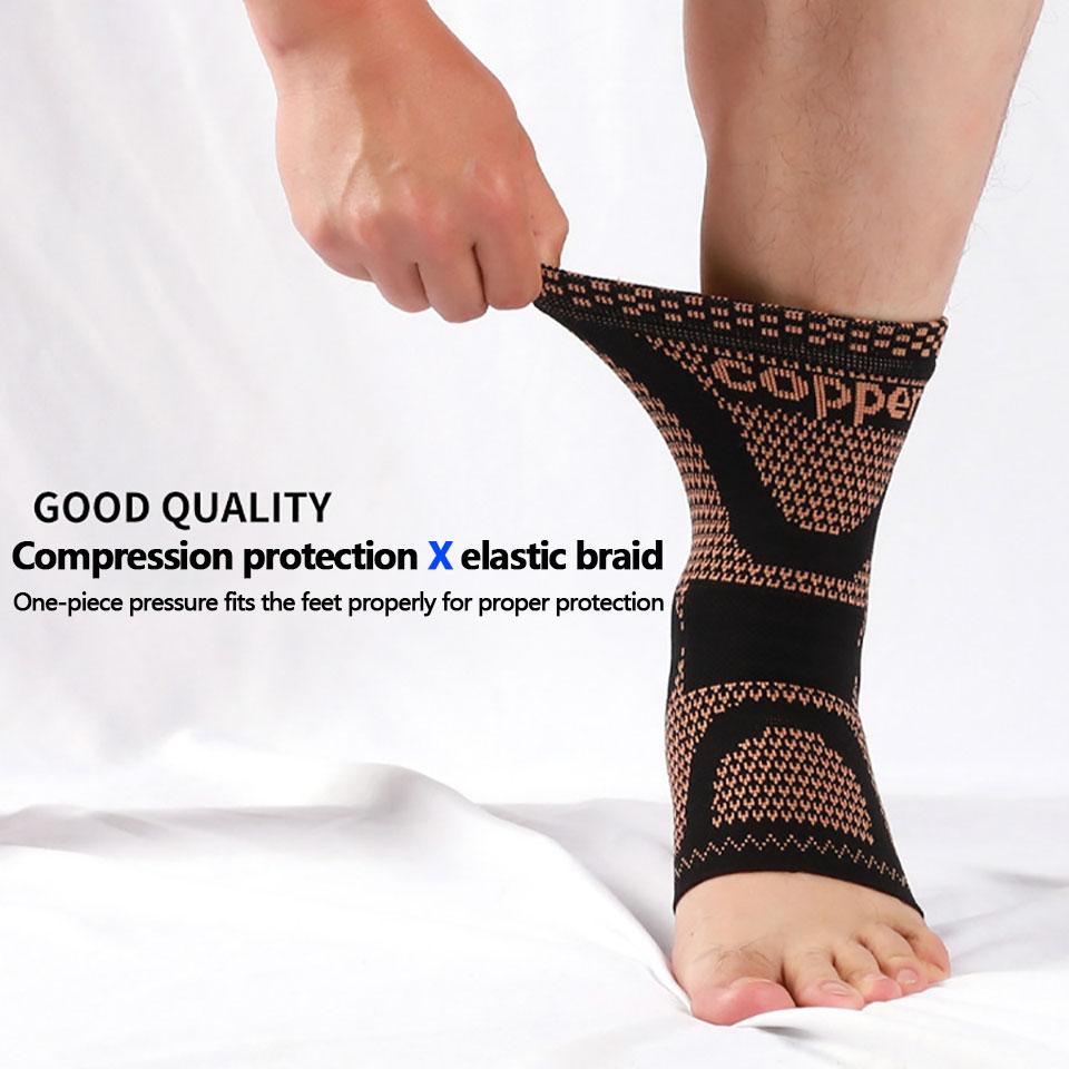 1Pcs Copper Fiber Ankle Guard Sweat Absorbing Breathable Nylon Knitted Copper Ions Warm Pressurized Support Men Women