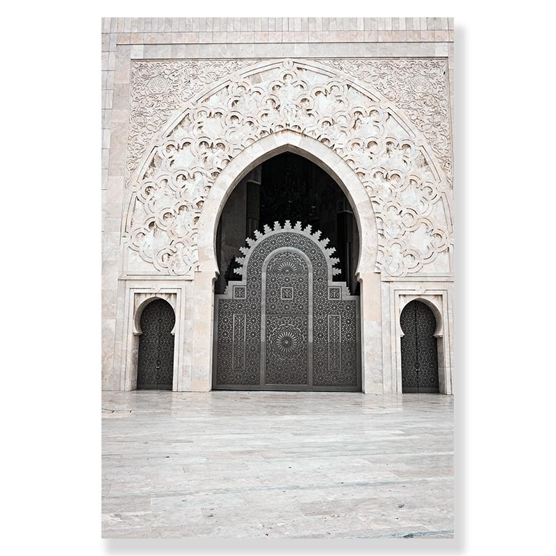Morocco Door Print Obrázky Dekorace obývacího pokoje Plakát islámské plátno Seno Pampeliška Nástěnné plakáty Béžové květiny Umělecká malba