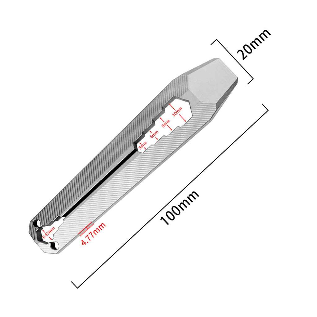 66/100mm TC4 Titanium Alloy Crowbar Multi-functional Adjustable Wrench Portable Keychain Pocket Tool Hanger Pry Bar EDC Tool