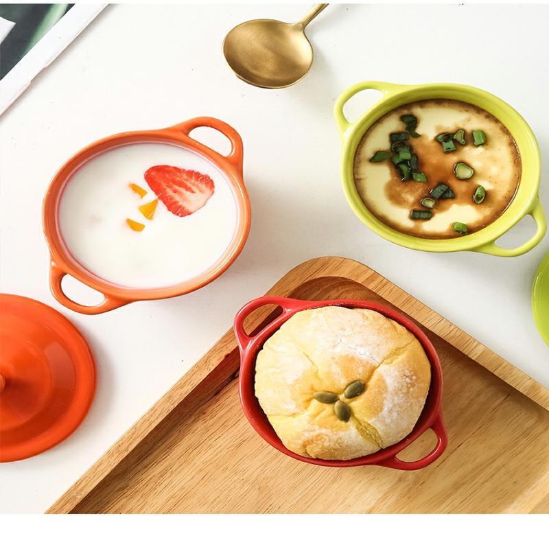 Zhi Shi Ceramic Double-Handle Stew Pot with Lid