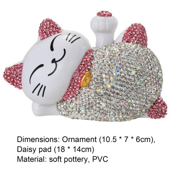 Cat Ornament Glitter Anti-scratch Polymer Clay Lovely Lying Manekineko Good Luck Decor for Car
