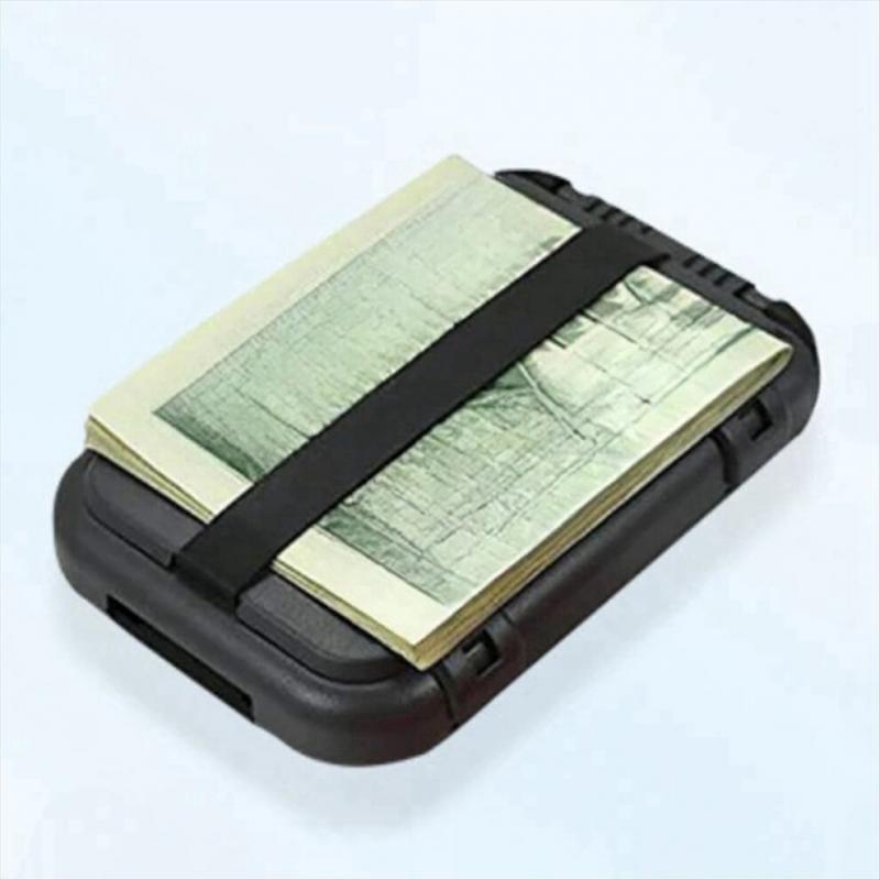 Diebstahlsichere Kartenhülle, minimalistisches Portemonnaie aus Aluminium, Clip-on-Etui für Bargeld, Kreditkarten und Visitenkarten, Schwarz