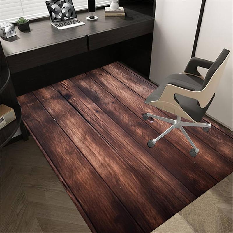 wooden texture Crystal Velvet chair mat Area Rug - Non-Slip, Floor Mat, Office Desk Chair Rugs, Bedroom Decor.Christmas Gift-1106181