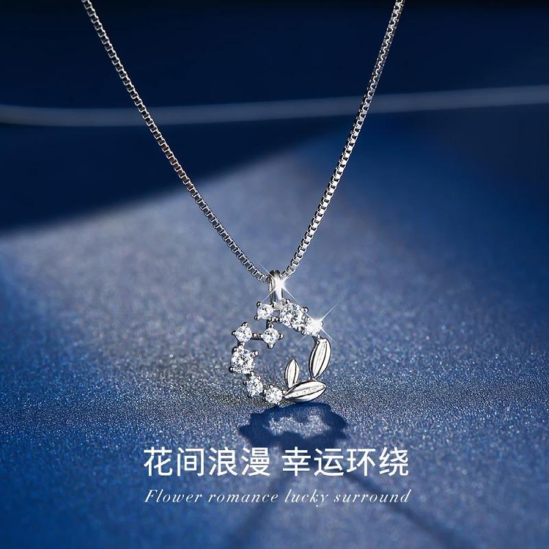 Lucky wreath sterling silver 925 necklace female French designer light luxury niche high sense fashion versatile 925 silver