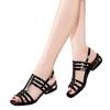 Sandali bassi estivi in vernice traforata da donna, taglie grandi, scarpe da donna con tacco basso, sandali romani a tacco basso con suola morbida
