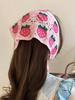 1pc Pink Crochet Bandana Headbands Ladies Girls Knitted Strawberry Headgear Hair Accessories For Hair Decoration