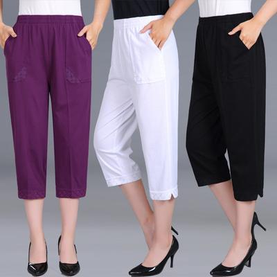Women Summer Women's High Waist Pants Woman Straight Calf-Length Pants Plus Size XL~4XL