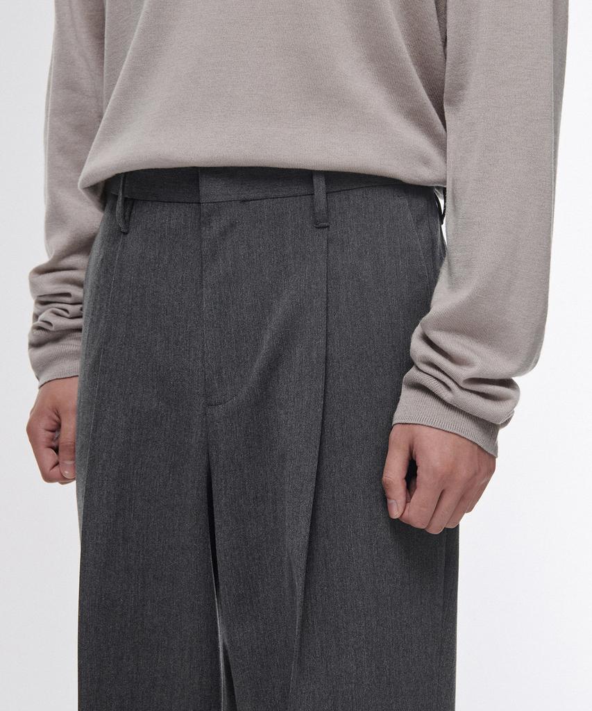 Musinsa Standard Narrow Belt One-Pleat Wide Slacks [Medium Gray]