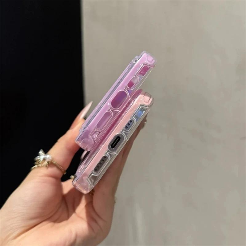 Luxury 2in1 Card Bag Candy Phone Case For 11 12 13 14 15 16 17 Pro Max Air TPU+PC Shockproof Bumper Back Cases Cover