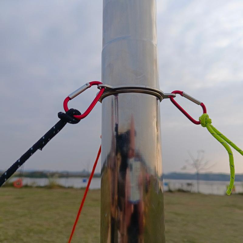 Outdoor Camping Wood Stove Chimney Wind Rope Metal Ring Pipe Support Brace Bracket Universal Windproof Fixing Mount