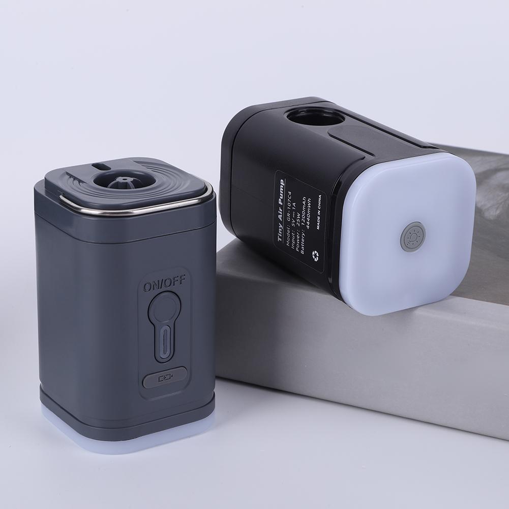 Electric Air Pump Camping Light 3 Lighting Modes Mini Inflate Deflate Pump Rechargeable for Air Beds Boat Swimming Ring