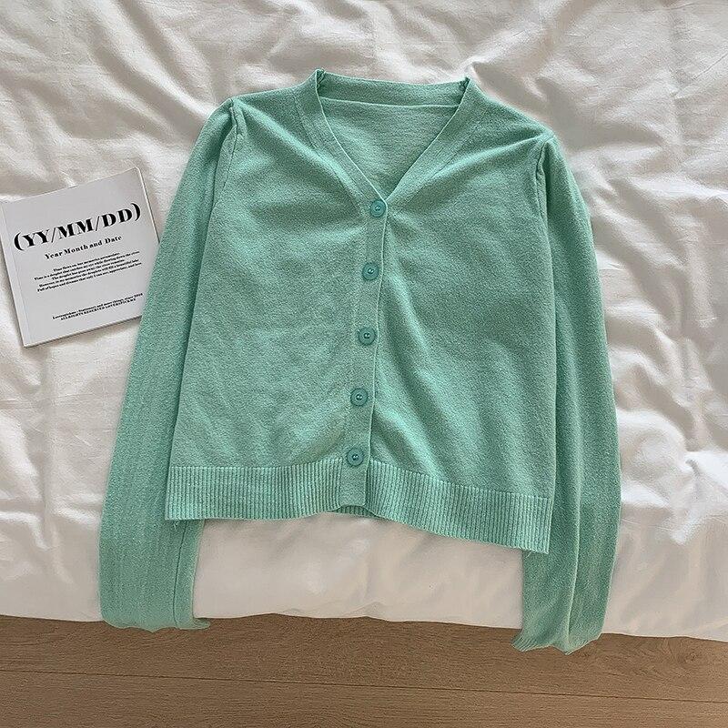 

Осінній модний вінтажний светр, зимовий в язаний кардиган для жінок, топи, пальто з V-подібним вирізом і довгими рукавами, жіноча куртка 28673 One Size зелений