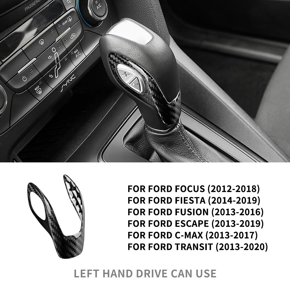 Real Hard Carbon Fiber For Ford Focus 2012-2018 For Fiesta Escape Transit 14-19 Fusion C-Max 2013-2016 LHD Car Gear Knob Cover