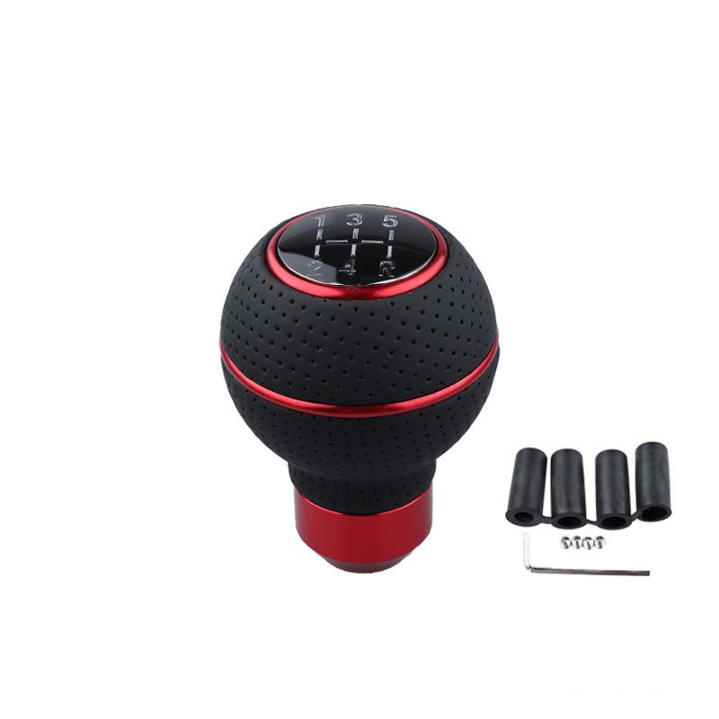 Universal 5-Speed Leather Car Gear Shift Knob Head Stick Shifter Lever Hand Ball With 8/10/12mm Screws for Manual Transmission