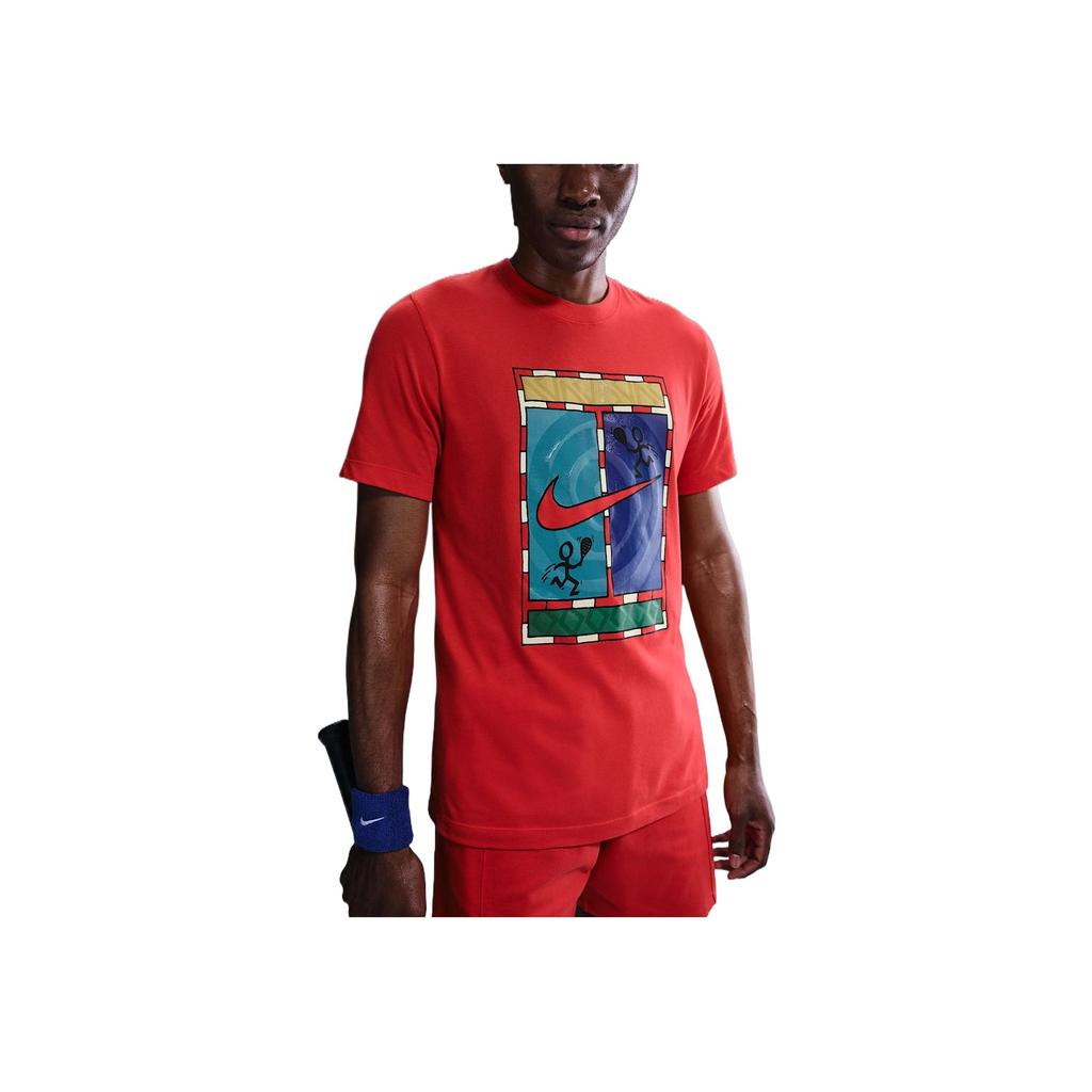 Nike Court Dri-Fit Soft Comfortable Simple Logo Versatile Short Sleeve T-Shirt Men Tops Light-Red Dark-Red HJ3470-696