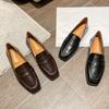 British High Quality leather flats shoes woman slip on loafers 34-43 big size square toe oxford shoes woman comfy working flats