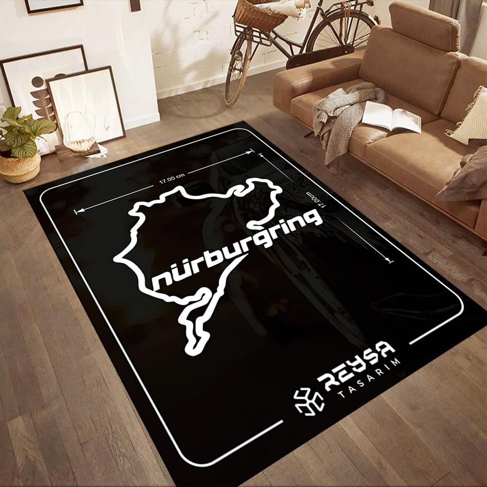 Nürburgring Rennstrecke Quadratische Teppiche sind eine großartige Wahl für Wohnzimmer, Schlafzimmer, Heimdekoration und als Geschenke.