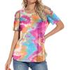 Women's Summer Printing Short Sleeve Strappy Cold Shoulder T-Shirt Tops Blouses